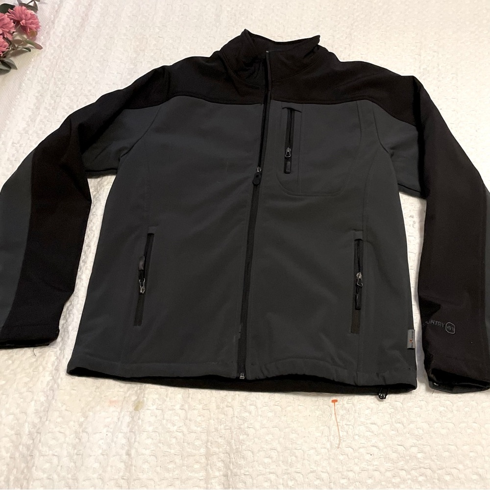 Free Country‎ Men's Black and Dark Gray Performance Jacket~Size Medium Business